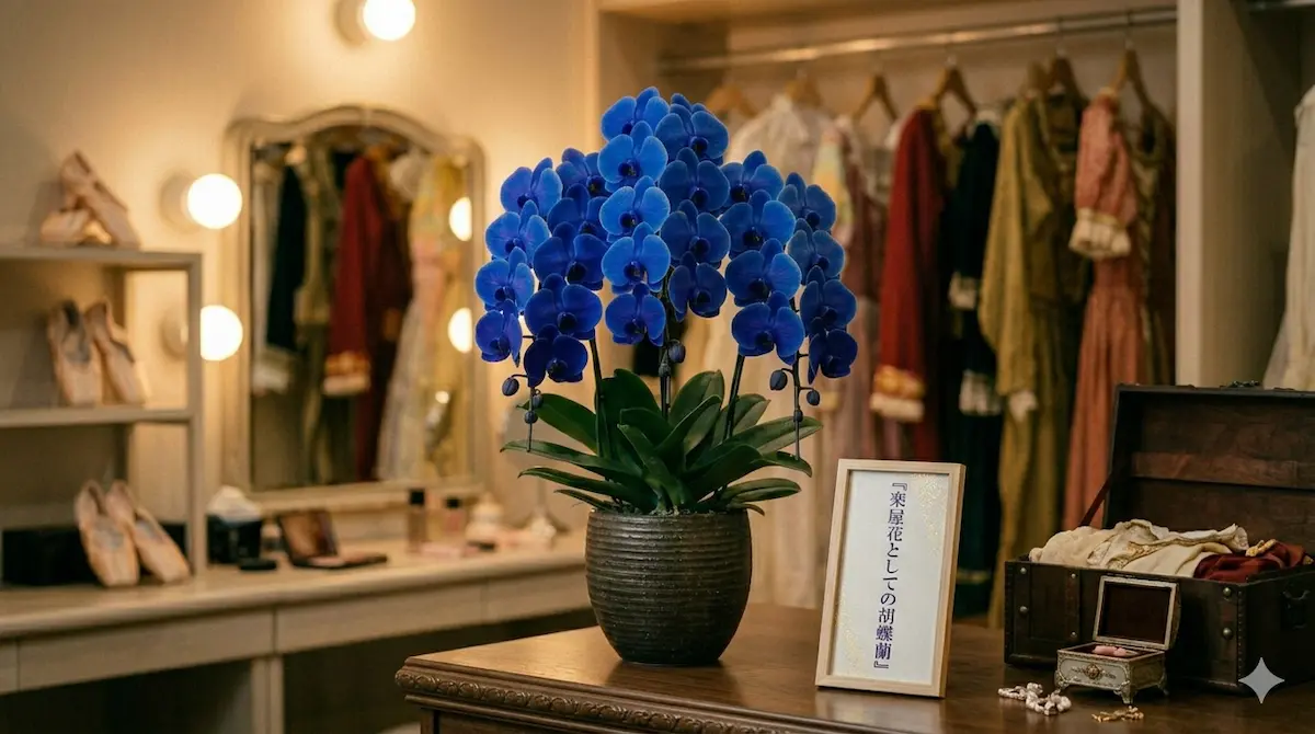 楽屋花として贈るブルーエレガンス3本立ち
