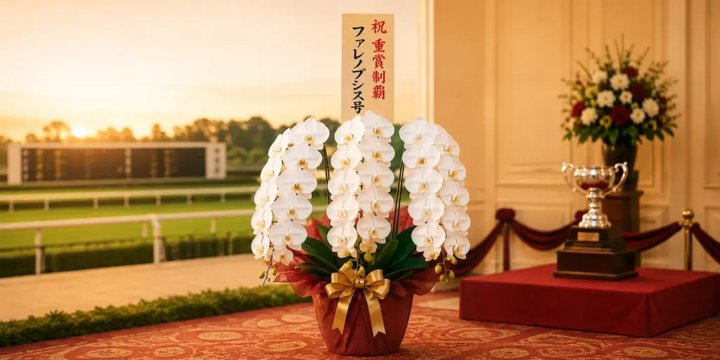 競馬関係の胡蝶蘭の立て札の書き方