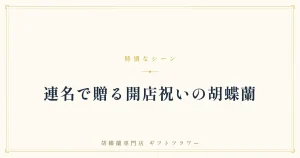 連名で贈る開店祝い胡蝶蘭を解説するバナー