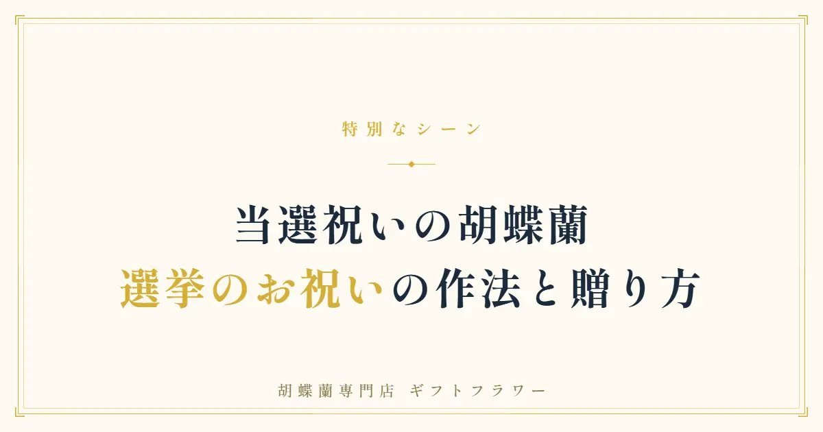 当選祝い・陣中見舞いの胡蝶蘭の選び方を解説するタイトルバナー