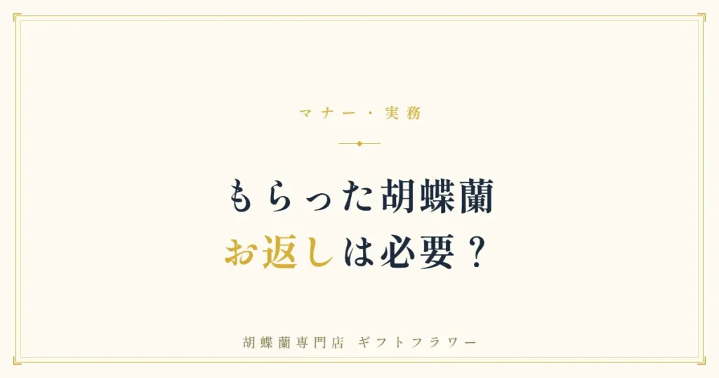 もらった胡蝶蘭のお返しの考え方を解説するバナー
