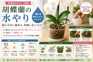 水苔の乾き具合を確かめながら水やりする白い胡蝶蘭