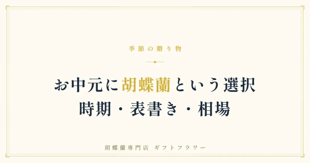 お中元に贈る白の大輪胡蝶蘭3本立ち